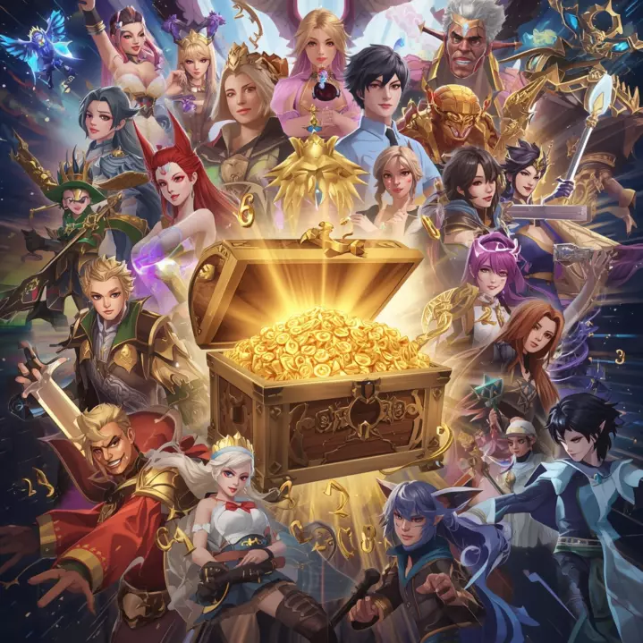 collage of fantasy mobile games diverse hero