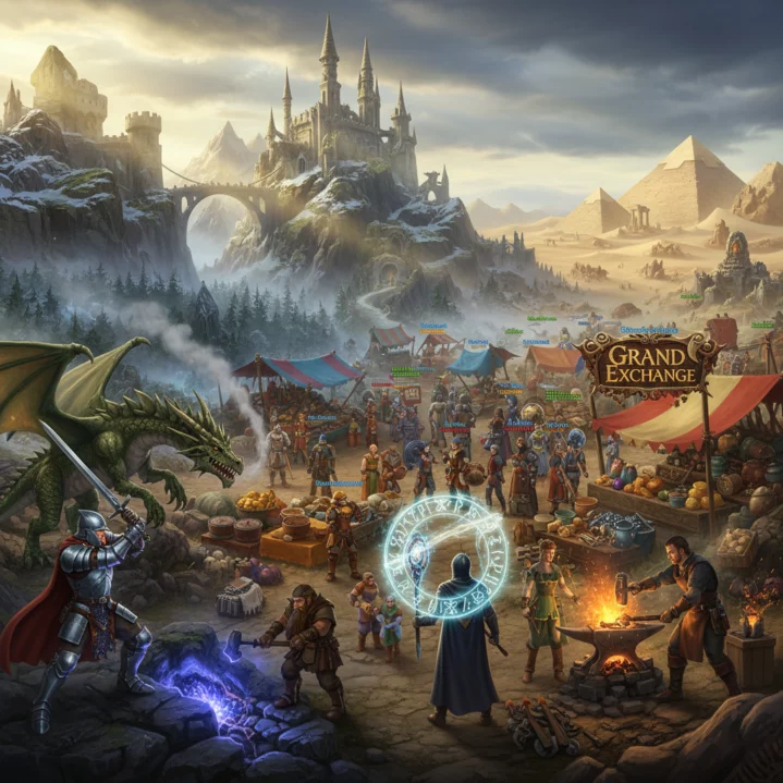 RuneScape MMORPG : le monde de Gielinor et ses aventuriers.