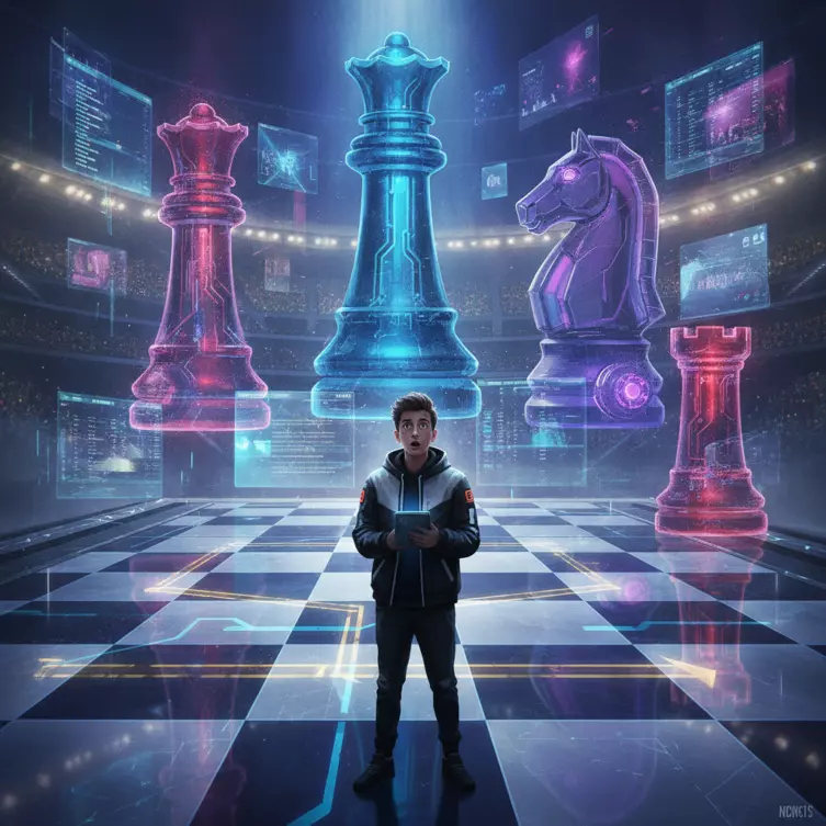 Compétition de haut niveau et apprentissage échecs débutant à l'Esports World Cup.