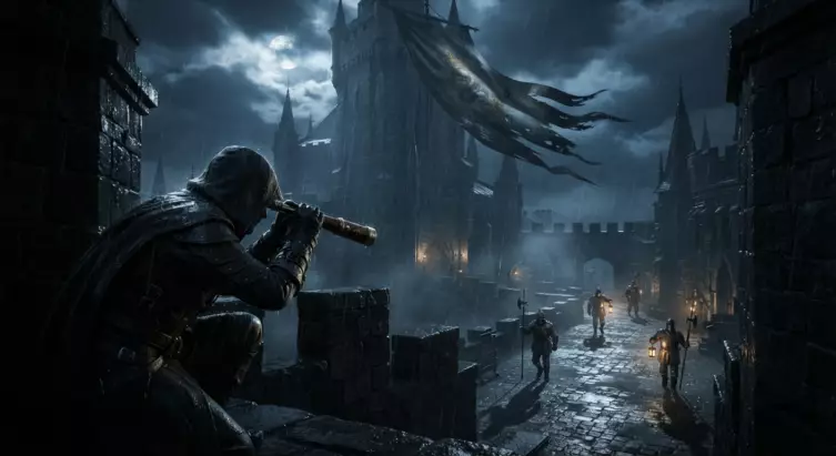 Personnage en infiltration observant des gardes dans Black Flag Remake.