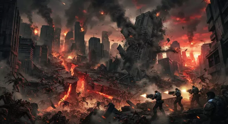 Scène du Jour E (Emergence Day) de Gears of War, point de départ et tournant décisif de la saga.